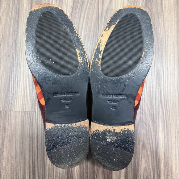 Nicholas Kirkwood Striped Leather Derby Shoes Brown Burgundy Geometric Size 42 - Picture 7 of 7